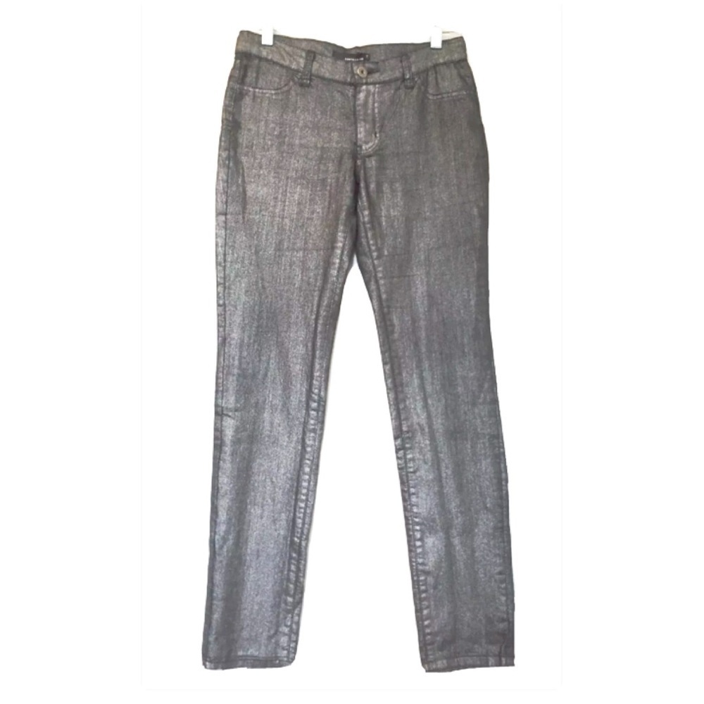 CONTRABAND Sz 7 Skinny Slvr Gray Met Stretch Jeans